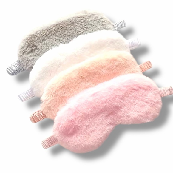 NWT Plush Satin Sleep Eye Mask Soft Faux Fur Adjustable l Eye Cover - Picture 2 of 8